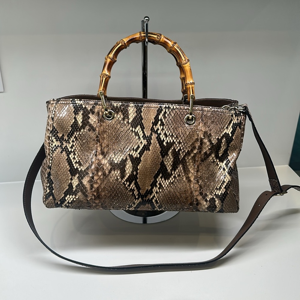 Gucci Python Medium Bamboo Shopper - image 2